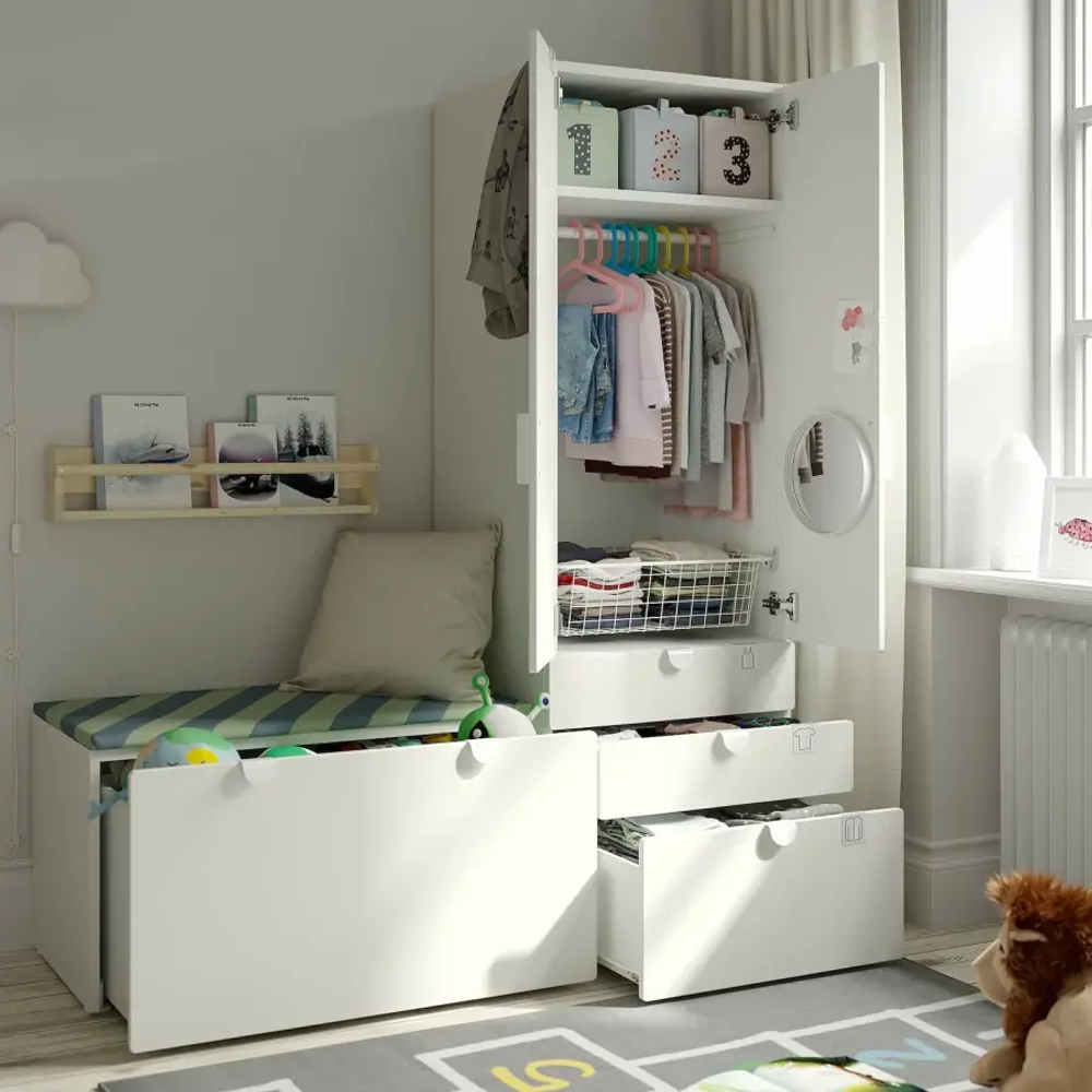 Гардероб - IKEA SMÅSTAD/SMASTAD/СМОСТАД ИКЕА,  181х150 см, белый/фиолетовый