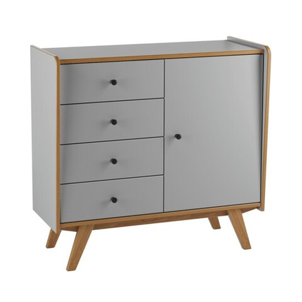 Тумба «Винтаж» 1 дверь 4 ящика серый лак 7042/браун