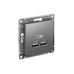 Розетка USB AtlasDesign тип A+A 5В 1х2.1А 2х1.05А механизм сталь SE ATN000933