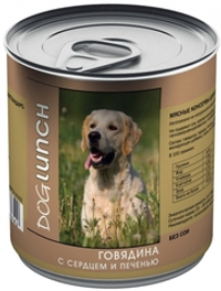 Dog Lunch 410гр Влажный корм для собак Говядина с сердцем и печенью
