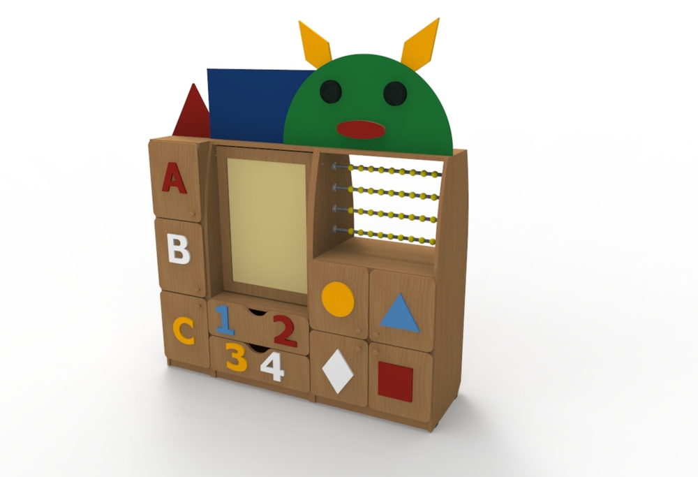 Дидактический стеллаж "Узнайка" с ковролином и магнитной доской