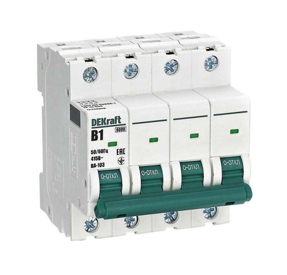 Выключатель автоматический модульный 4п B 1А 6кА ВА-103 DEKraft 12248DEK