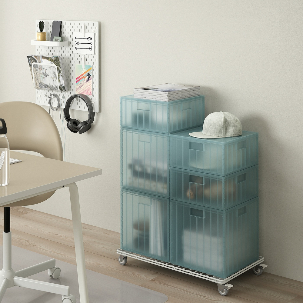 IKEA INVALLNING  (ИКЕА ИНВАЛЛНИНГ)  -  Тележка для коробок белая, 68x39 см