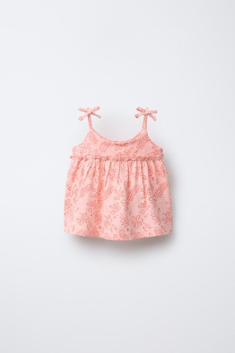 ZARA ТОП С БРЕТЕЛЯМИ И ЦВЕТОЧНЫМ ПРИНТОМ, МАНДАРИНОВЫЙ