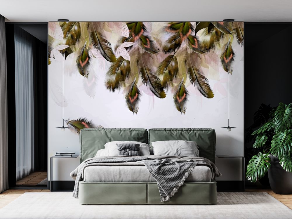 Фотообои перья для спальни
