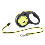 flexi рулетка Neon New S (до 12 кг) трос 5 м, светоотражающая, желтый неон