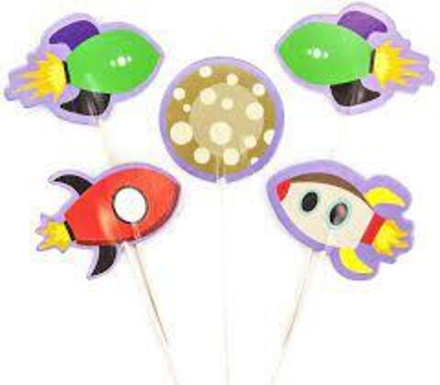 Пики-топперы для канапе, Космос, Ассорти, 5*12 см, 12 шт.