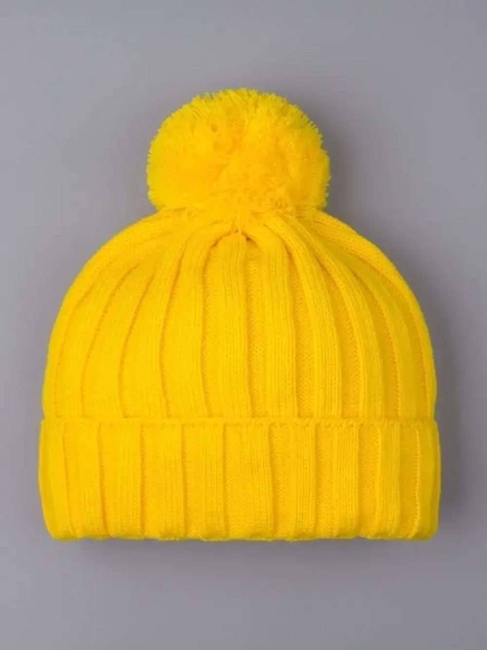 Шапка детская вязаная осенняя с помпоном