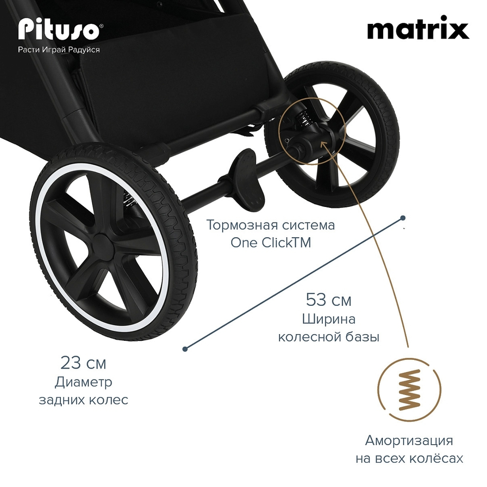 Pituso Коляска прогулочная MATRIX XXL Black