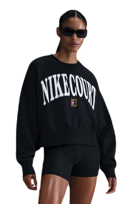 Женская Кофта теннисная Nike Court Phoenix Fleece Oversized Crew-Neck - черный