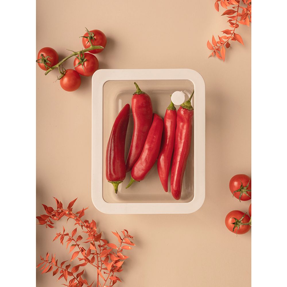 Контейнер для запекания и хранения стеклянный с вакуумным эффектом, 1,4 л, светло-серый