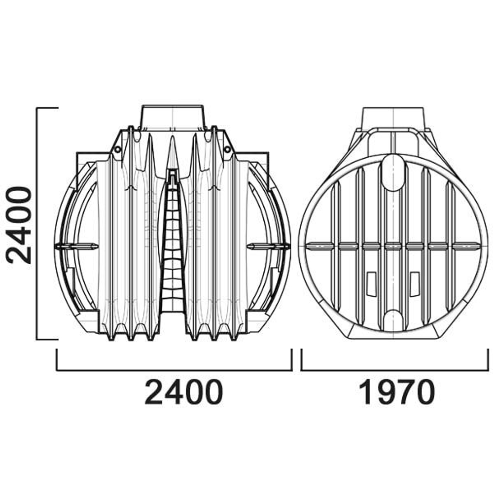 Емкость для септика двухкамерная Анион 4900 л. вертикальная (2400x1970x2400см;черный) - арт.559478