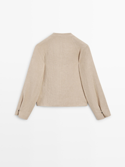 Massimo Dutti куртка из 100% льна, бежевый