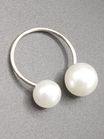 Кольцо незамкнутое, безразмерное "Жемчужина". Серебристое