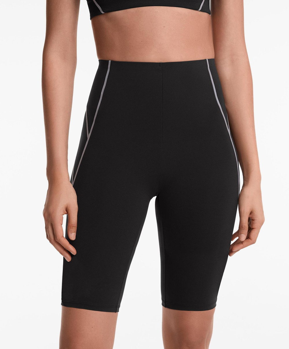 OYSHO Легинсы-велосипедки светоотражающие компрессионные 25 см, черный