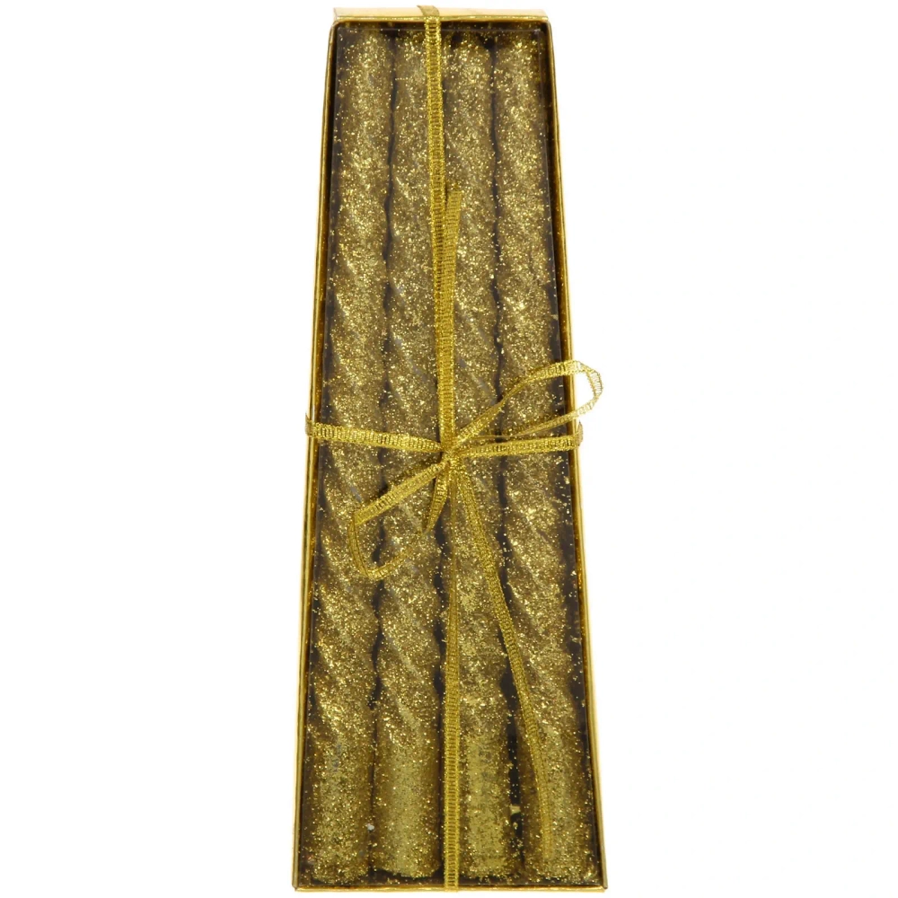 Свечи витые «Звездный блеск» 4шт 20см цвет золотой, в подарочной коробке