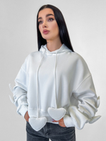 Толстовка LJHY 8315 однотонная со сборкой и сердечками на рукавах