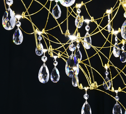 Подвесная люстра светодиодная с пультом и хрустальными подвесками Asfour MyFar Allegria MR2642-66P-50AD