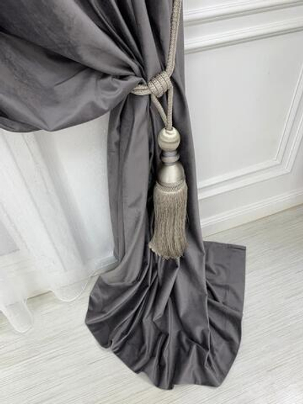 Шторы из однотонного бархата матового, цвет 41 серый