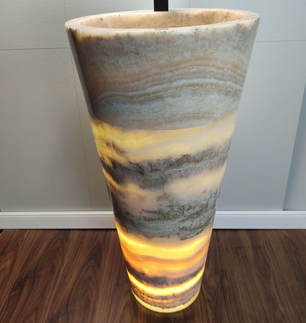 Раковина напольная из оникса Yellow ON-01346 (45*45*90 см)