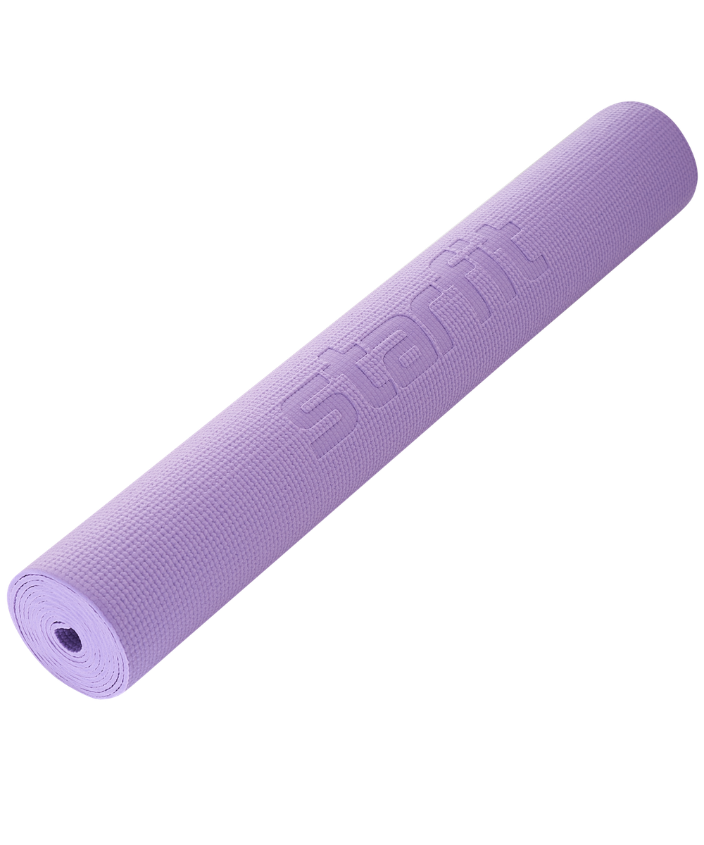 Коврик для йоги и фитнеса FM-101, PVC, 173x61x0,3 см, фиолетовый пастель