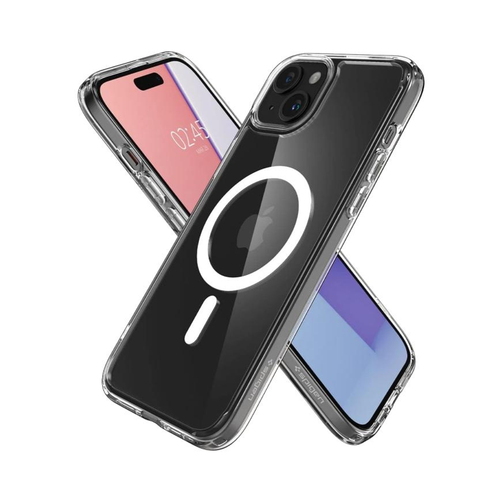 Прозрачный чехол с поддержкой MagSafe Spigen Ultra Hybrid (Mag Fit) для iPhone 15 Тонкий гибридный поликарбонатный чехол с повышенным уровнем защиты при падении