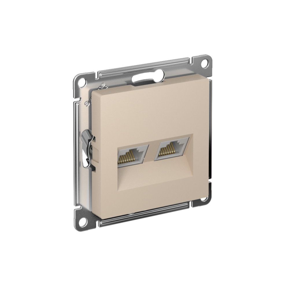 Розетка компьютерная 2-м AtlasDesign RJ45+RJ45 кат.5E механизм песочн. SE ATN001285