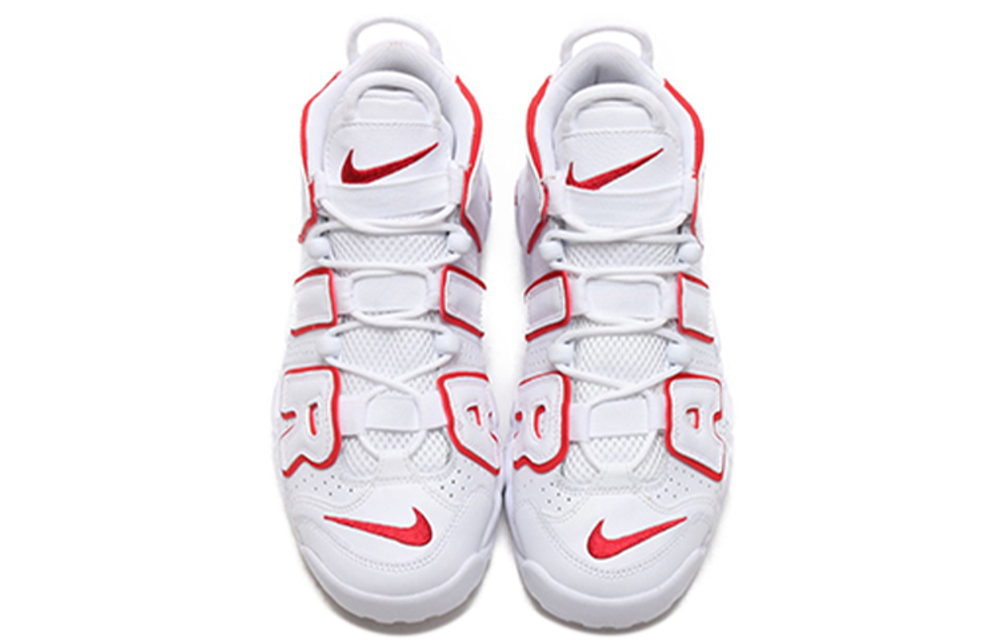 Nike Air More Uptempo White Varsity Red Outline Hyper Sneakers
