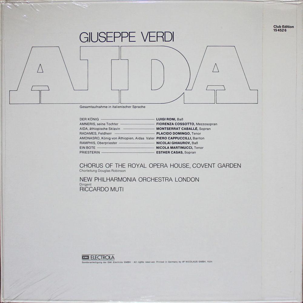 Caballe, Domingo, New Philharmonia Orchestra, Riccardo Muti / Giuseppe Verdi: Aida (3LP)