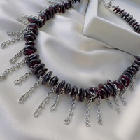 Колье с цепочками "Гранатовый вихрь" с гранатом