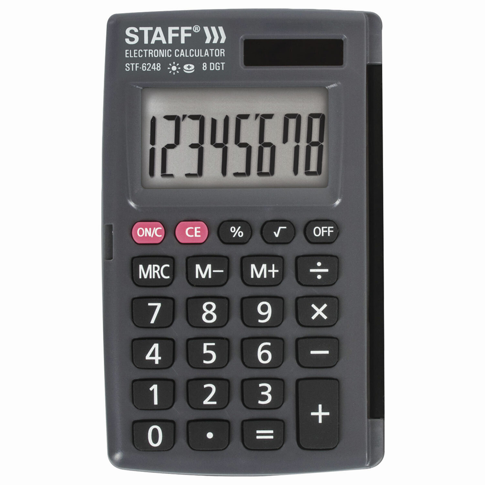 Калькулятор карманный STAFF STF-6248 (104х63 мм) 8 разрядов двойное питание (2 штуки в упаковке)