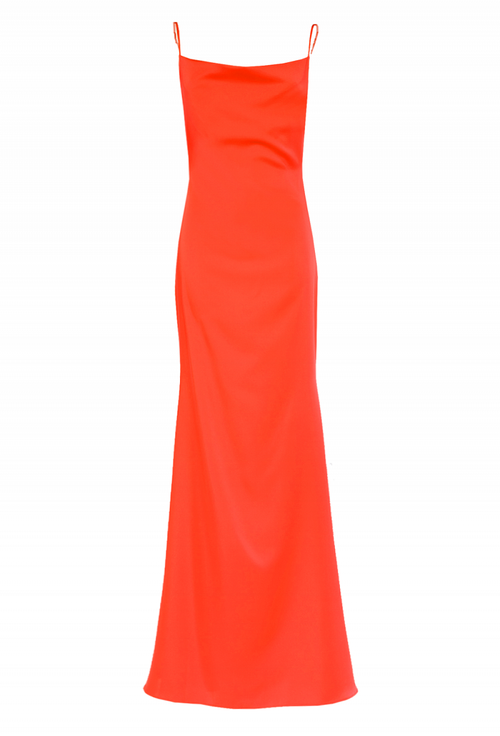 Платье в пол на лямках оранжевое 26-19 SS