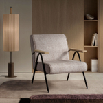 Кресло Andy с деревянными подлокотниками, шенилл Shantal beige