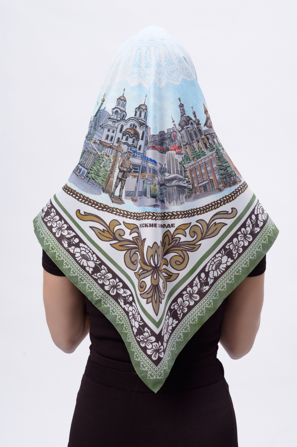 Платок «Связь времен» оливковый