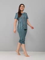 Пижама с бриджами КД-61/рогожкаизумруд-цепочка