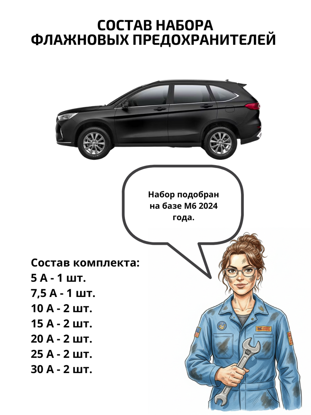 Набор предохранителей для Haval M6 флажковый