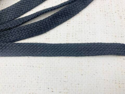 Шнур плоский х/б, ш. 12 мм, турецкое плетение, чёрный