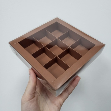 Коробка на 9 конфет Мокко Премиум 15,5*15,5*3 см