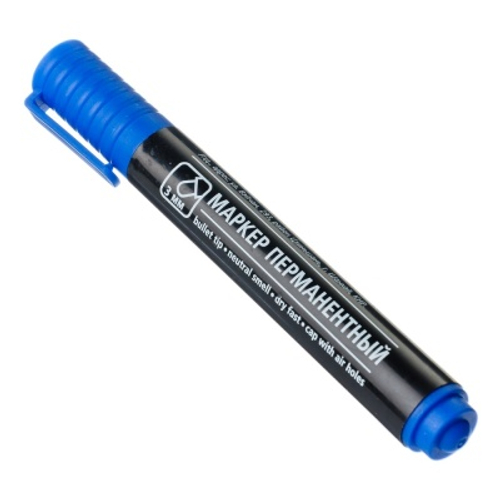 Маркер перманентный Синий пулевидный наконечник линия 3мм