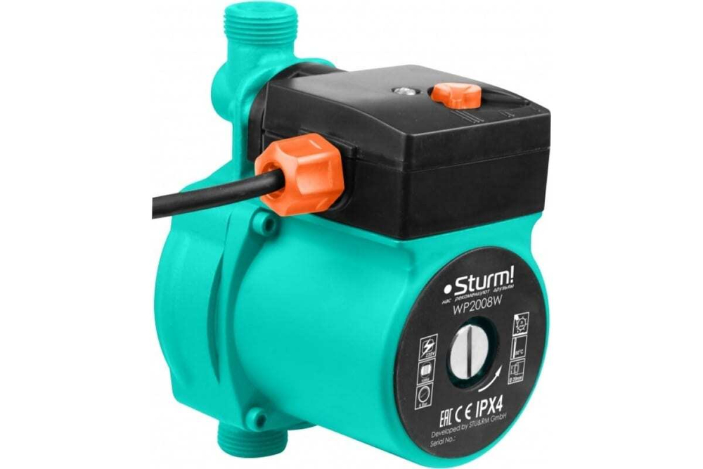 НАСОС ЦИРКУЛЯЦИОННЫЙ ПОВЫСИТЕЛЬНЫЙ STURM! 100ВТ 25Л/МИН НАПОР 8М WP2008W