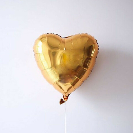 F Шар Сердце 18''/46 см, Золото (БГ-15)