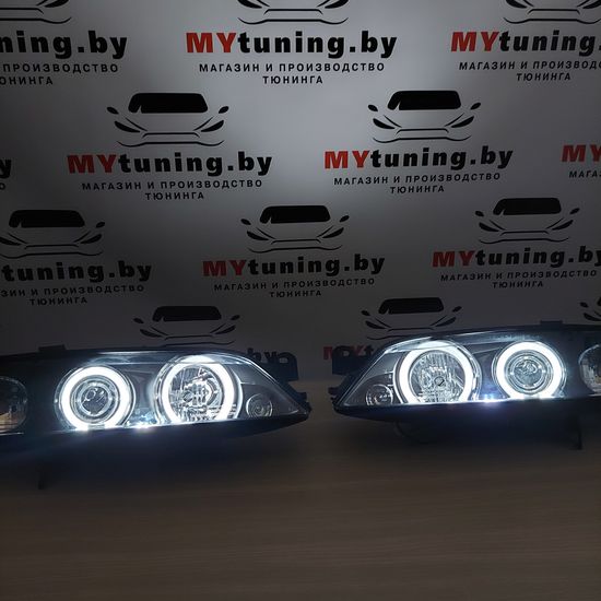 Передние фары Opel Vectra B angel eyes black