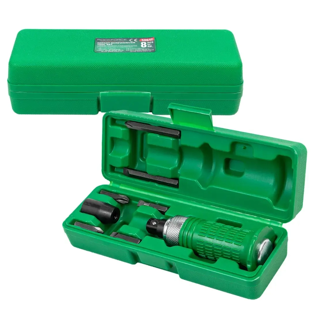Отвертка ударная с набором бит, 8пр. RockFORCE RF-5064E