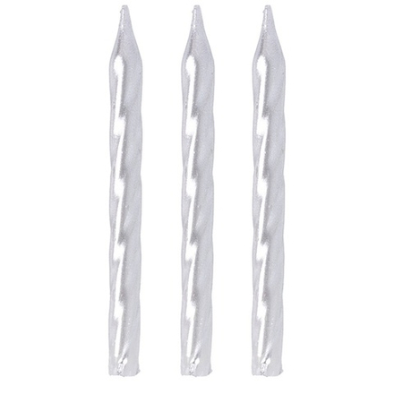 Свечи для торта «Спираль Металлик» в серебряном цвете 6 см, 10 шт