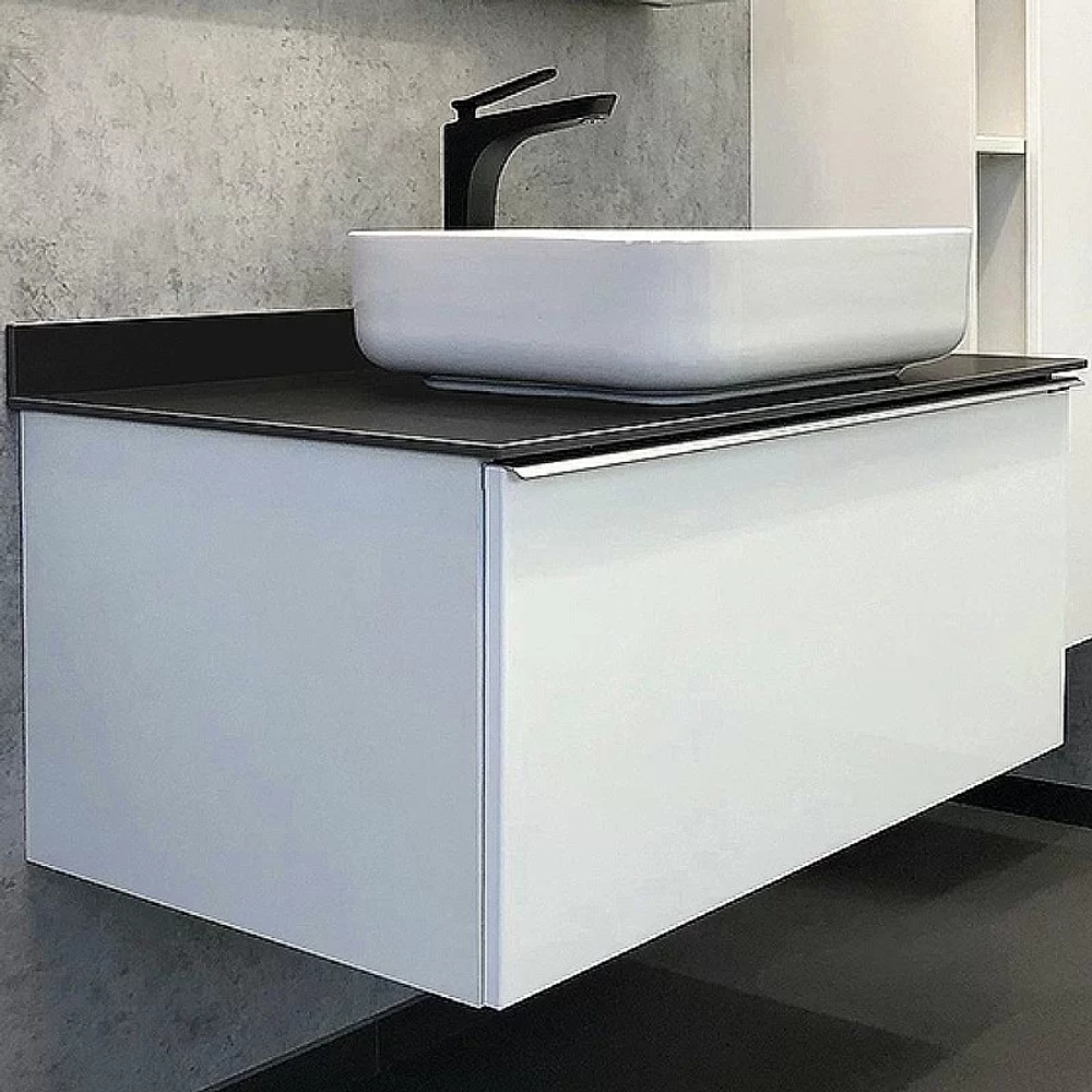 Тумба с раковиной Comforty Милан 90 (T-Y9378) белая/столешница графит
