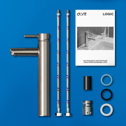 D3002102SS Logic new  смеситель для умывальника из нержавеющей стали Высокий