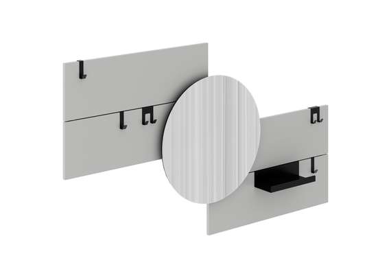 Вешалка Stripe M горизонтальная с зеркалом D 60 см (светло-серый)