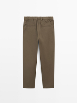 Massimo Dutti Хлопковые брюки с двойными вытачками, темно-зеленый