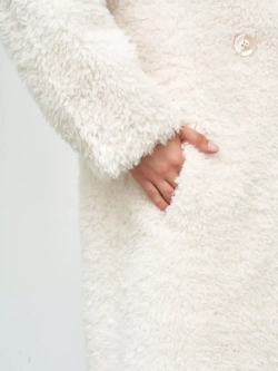 Шуба женская чебурашка тедди эко, жемчужная, SilverFox