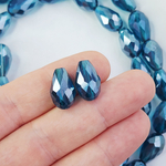 Бусина капля, хрусталь, цвет индиголит, р-р 15×10мм, штучно